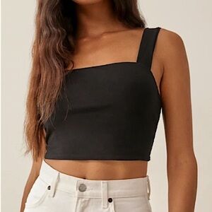 Reformation Jenine Tie Back Crop Top Black Like New Size XS